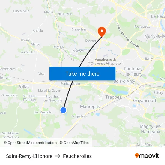 Saint-Remy-L'Honore to Feucherolles map