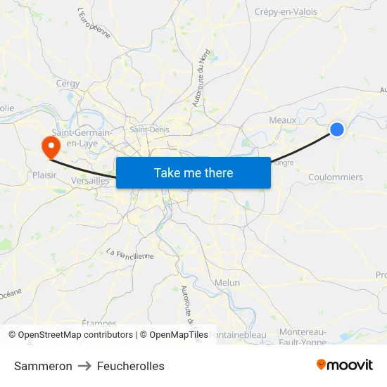 Sammeron to Feucherolles map