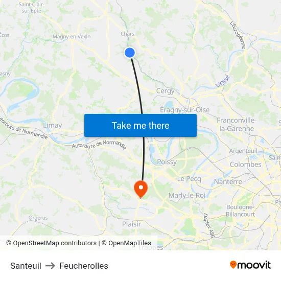 Santeuil to Feucherolles map