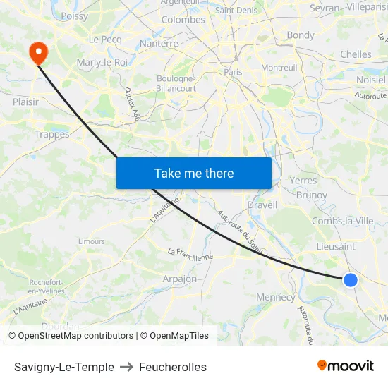Savigny-Le-Temple to Feucherolles map