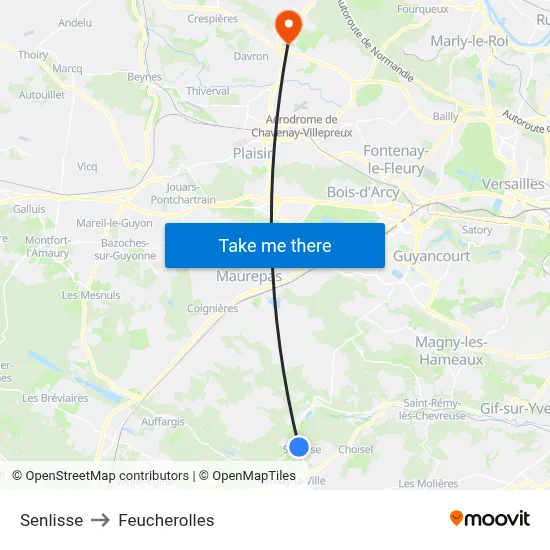 Senlisse to Feucherolles map