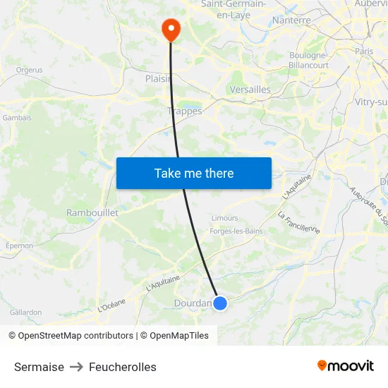 Sermaise to Feucherolles map