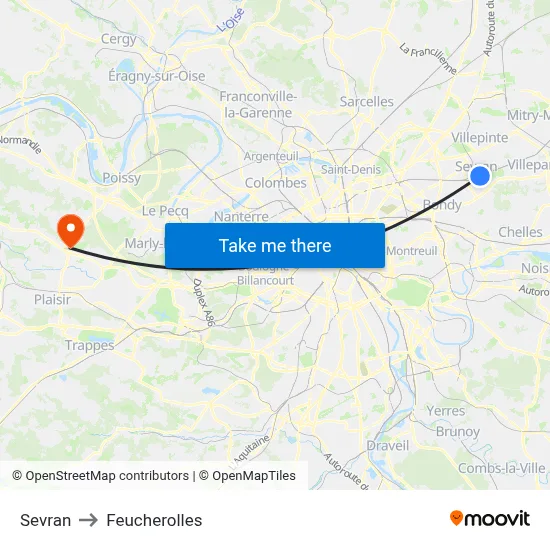 Sevran to Feucherolles map