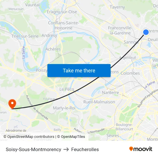 Soisy-Sous-Montmorency to Feucherolles map
