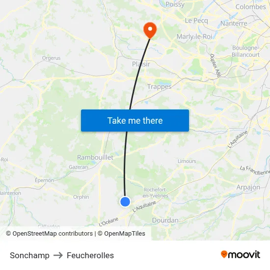 Sonchamp to Feucherolles map