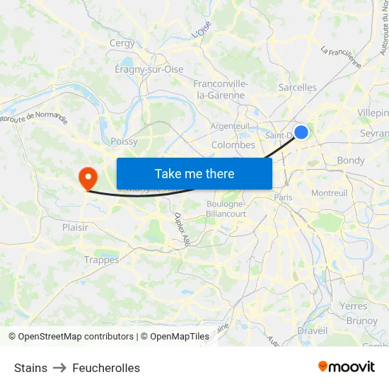 Stains to Feucherolles map