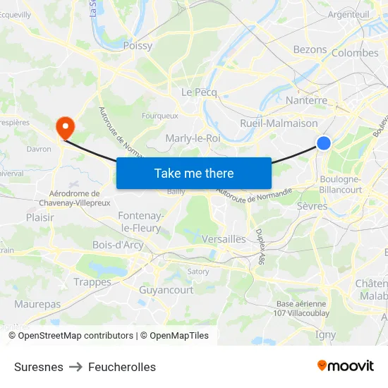 Suresnes to Feucherolles map