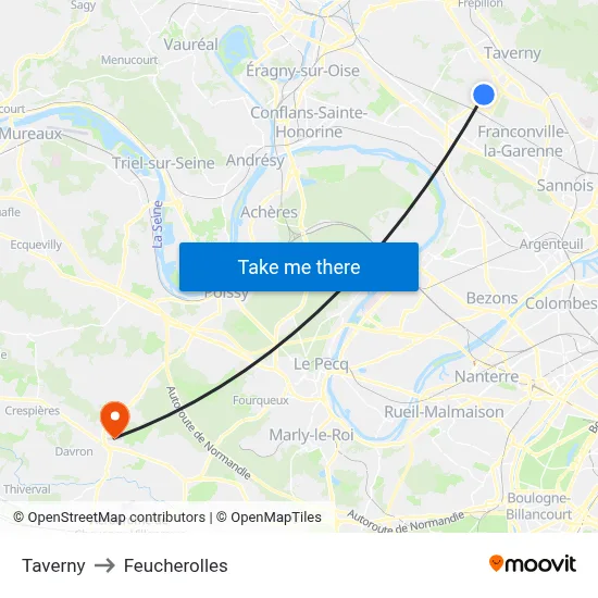 Taverny to Feucherolles map