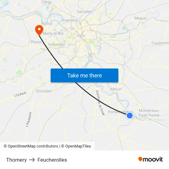 Thomery to Feucherolles map