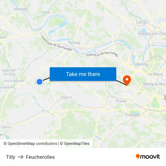 Tilly to Feucherolles map