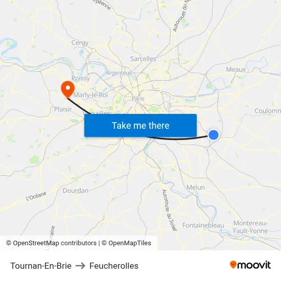 Tournan-En-Brie to Feucherolles map