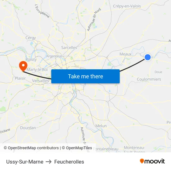 Ussy-Sur-Marne to Feucherolles map