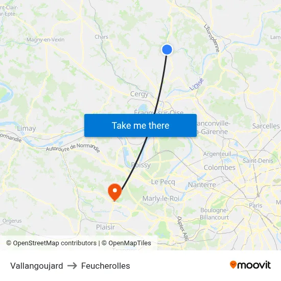 Vallangoujard to Feucherolles map
