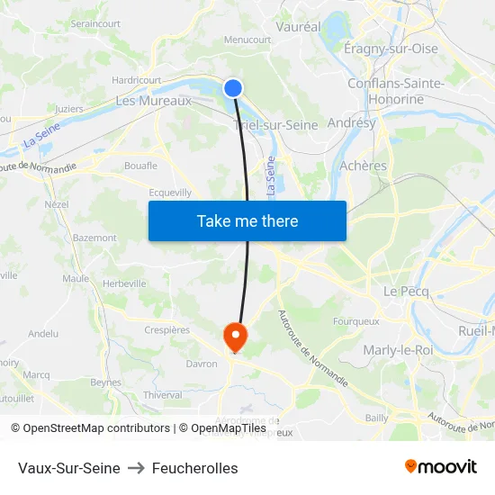 Vaux-Sur-Seine to Feucherolles map