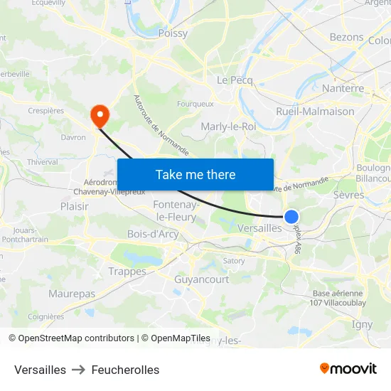 Versailles to Feucherolles map