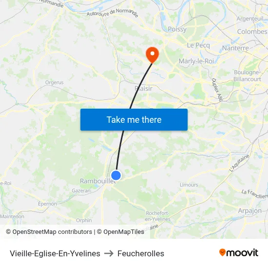 Vieille-Eglise-En-Yvelines to Feucherolles map