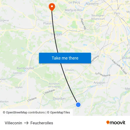 Villeconin to Feucherolles map
