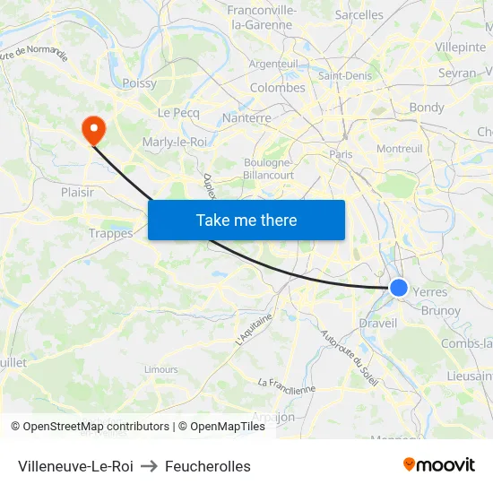 Villeneuve-Le-Roi to Feucherolles map