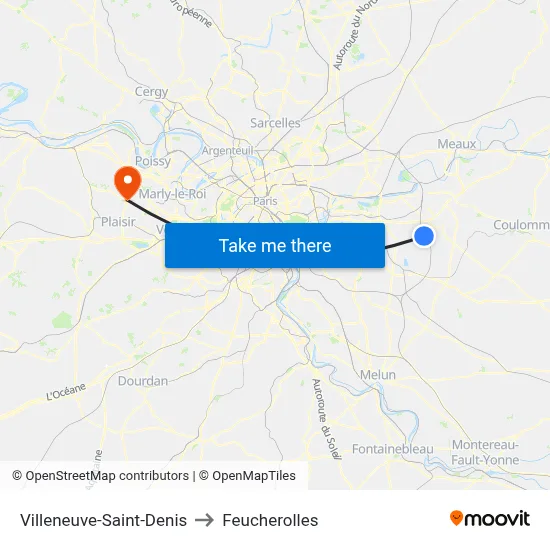 Villeneuve-Saint-Denis to Feucherolles map