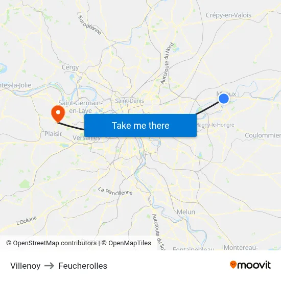 Villenoy to Feucherolles map