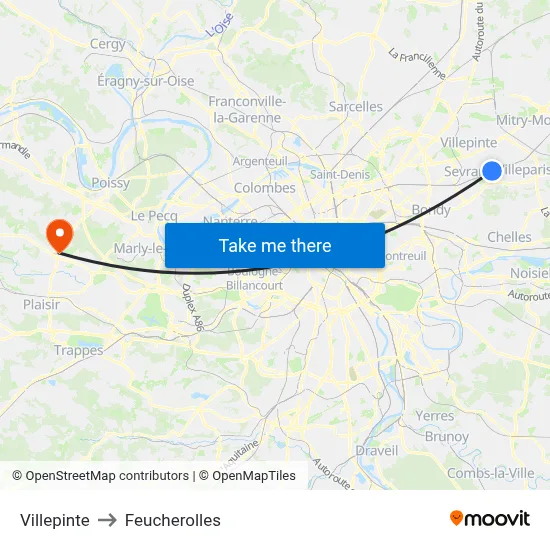 Villepinte to Feucherolles map