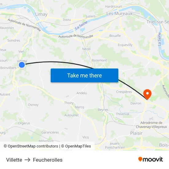 Villette to Feucherolles map