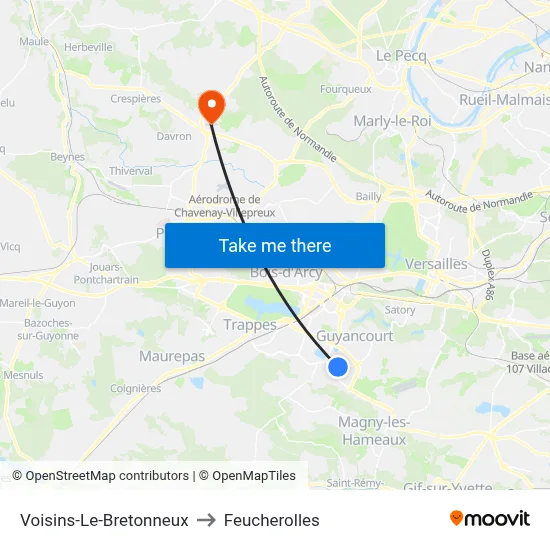 Voisins-Le-Bretonneux to Feucherolles map