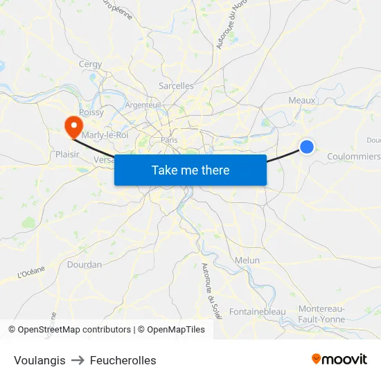 Voulangis to Feucherolles map