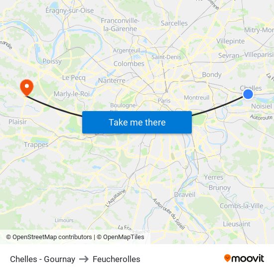 Chelles - Gournay to Feucherolles map