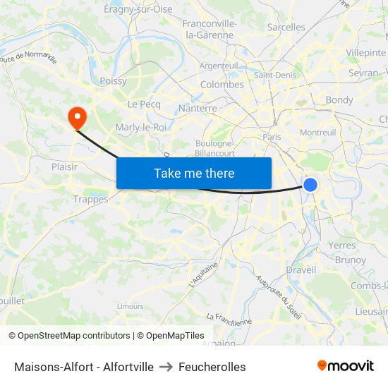 Maisons-Alfort - Alfortville to Feucherolles map