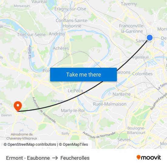 Ermont - Eaubonne to Feucherolles map