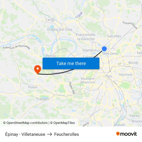 Épinay - Villetaneuse to Feucherolles map