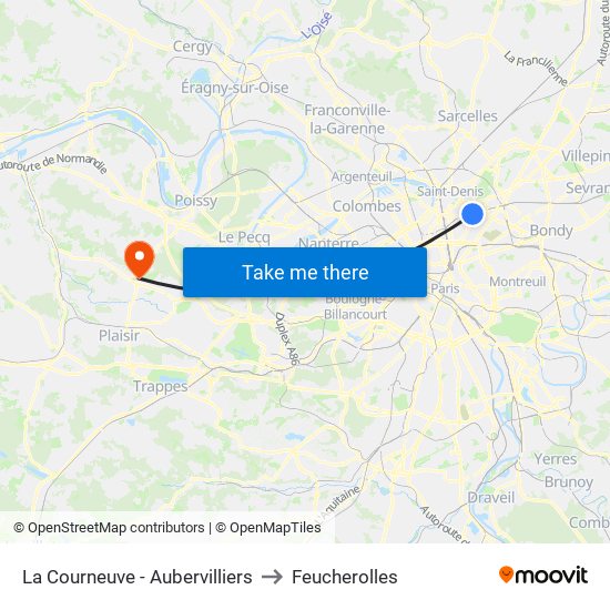 La Courneuve - Aubervilliers to Feucherolles map
