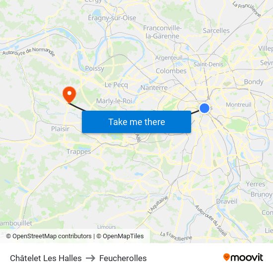Châtelet Les Halles to Feucherolles map