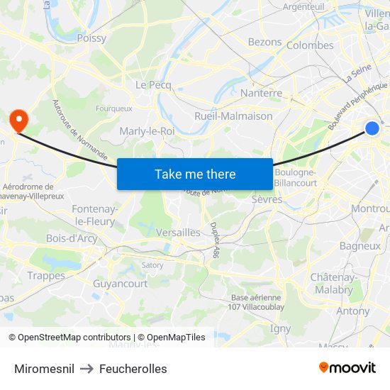 Miromesnil to Feucherolles map