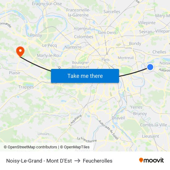 Noisy-Le-Grand - Mont D'Est to Feucherolles map