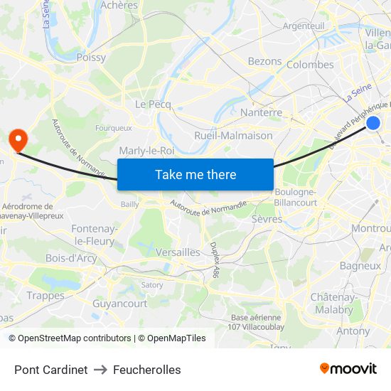 Pont Cardinet to Feucherolles map