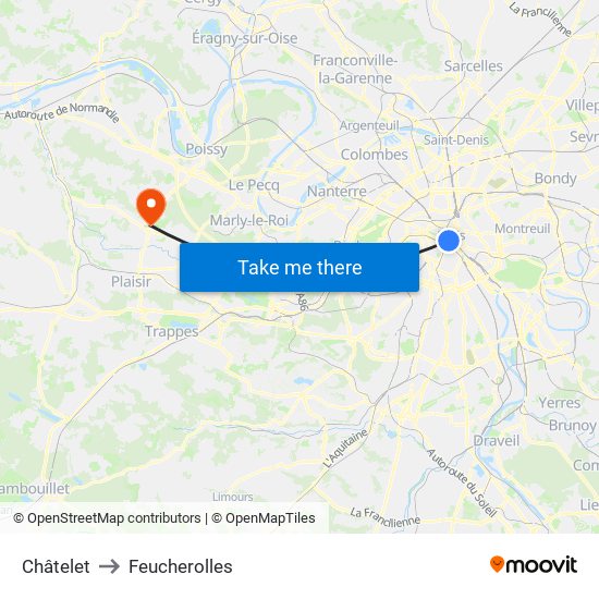 Châtelet to Feucherolles map