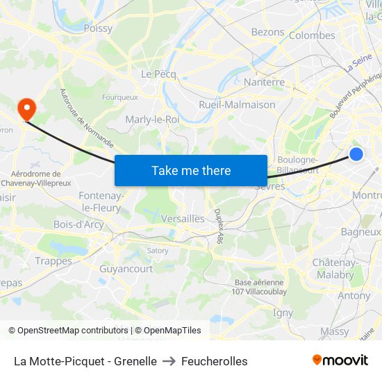 La Motte-Picquet - Grenelle to Feucherolles map