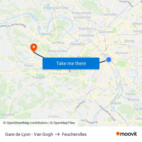 Gare de Lyon - Van Gogh to Feucherolles map