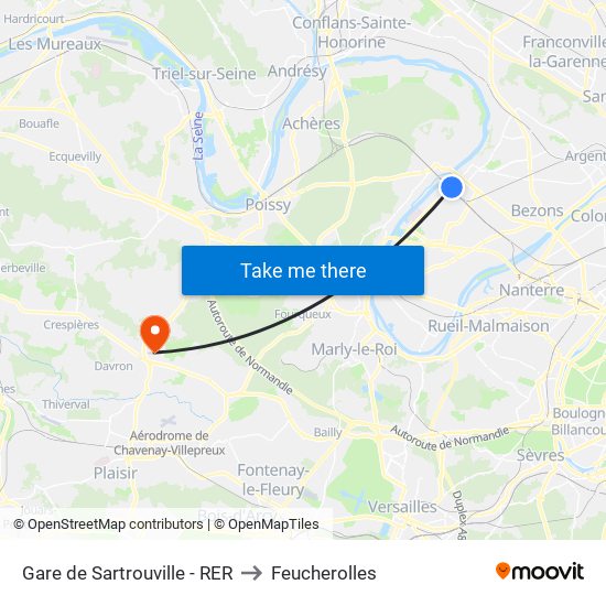 Gare de Sartrouville - RER to Feucherolles map