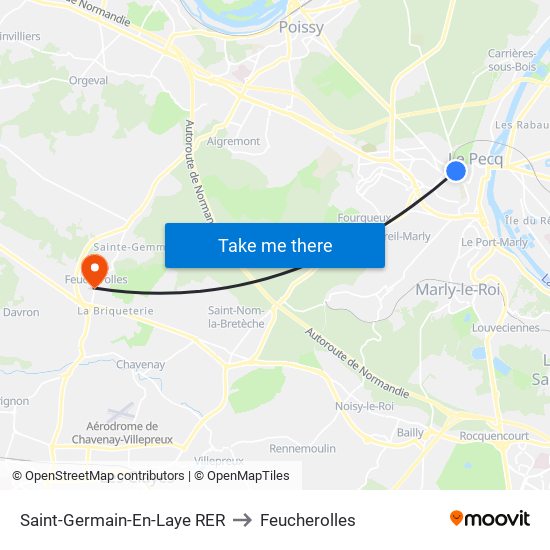 Saint-Germain-En-Laye RER to Feucherolles map