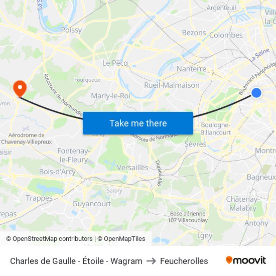 Charles de Gaulle - Étoile - Wagram to Feucherolles map