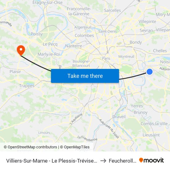 Villiers-Sur-Marne - Le Plessis-Trévise RER to Feucherolles map