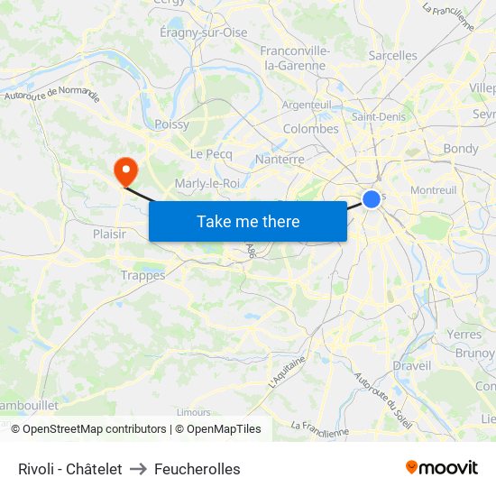 Rivoli - Châtelet to Feucherolles map
