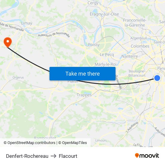Denfert-Rochereau to Flacourt map