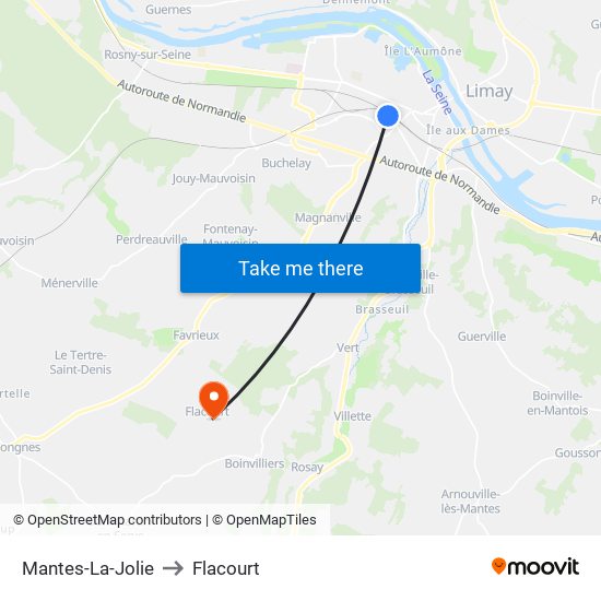 Mantes-La-Jolie to Flacourt map