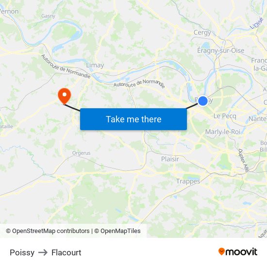 Poissy to Flacourt map