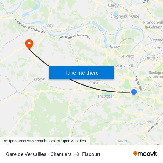 Gare de Versailles - Chantiers to Flacourt map