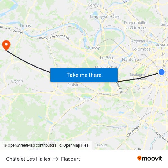 Châtelet Les Halles to Flacourt map